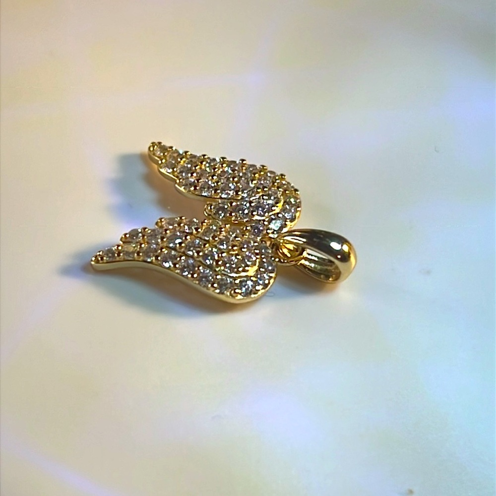 925 silver w/Gold over Angel Wing Pendant - Picture 3 of 4
